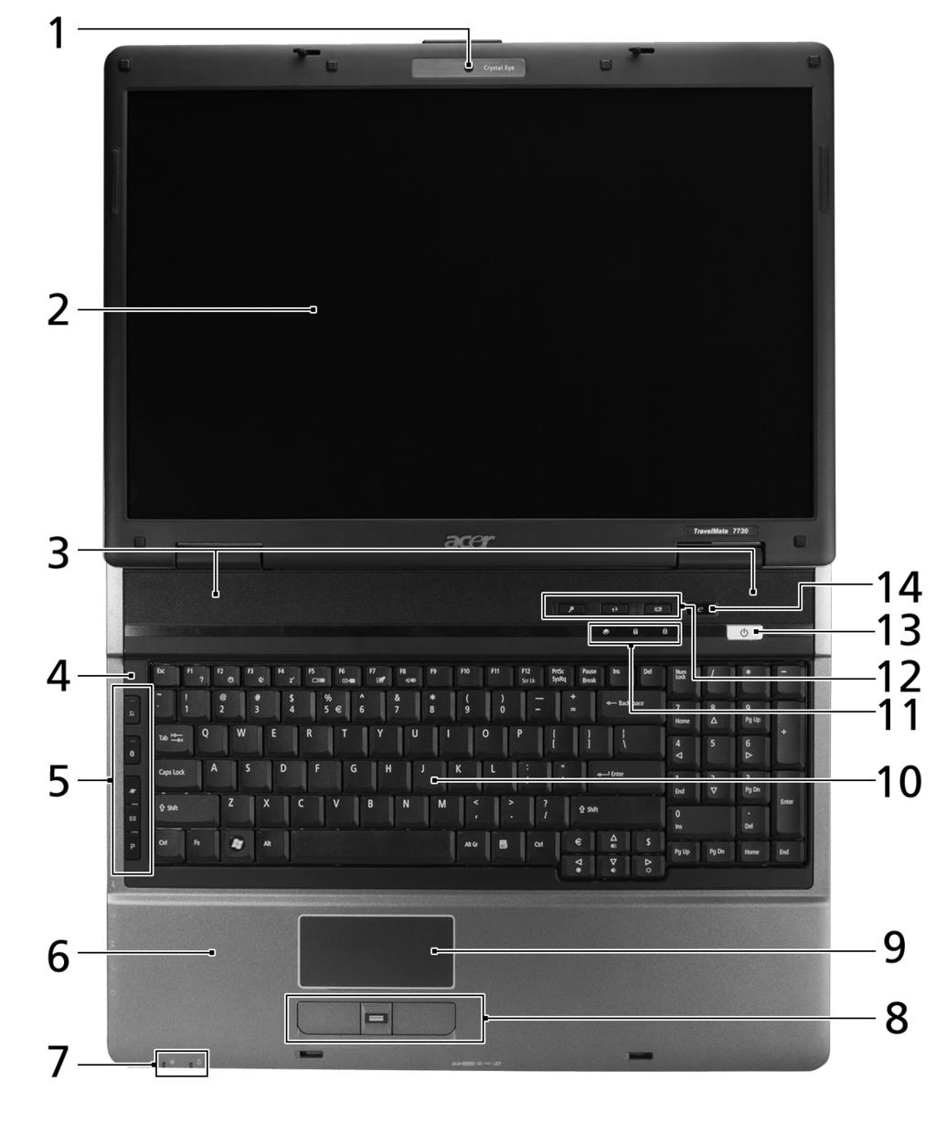 6 Your Acer notebook tour After setting up your computer as illustrated in the Just for Starters.