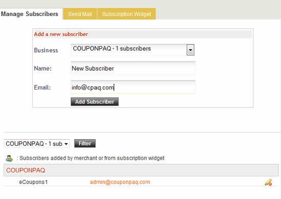 -12- Email Management This tab displays all the subscribers in the portal who have chosen to receive emails from the business.