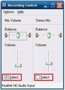 Select checkbox under Mix Volume