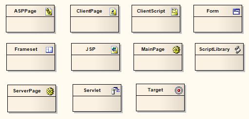 Web Stereotypes Enterprise Architect supports a number of stereotypes for web page modeling, the graphical elements for which display with a graphical icon instead of the usual «stereotype» format.