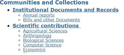 Communities & Collections Collections and Communities organize items into a hierarchical form Metadata: