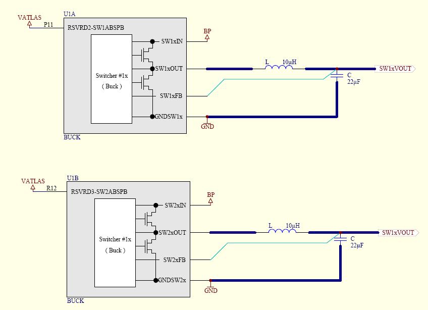 Implementation of MC13783VK and MC13783VK5 Compatibility S Figure 1. Buck Switchers Used in a Single Configuration NOTE On MC13783VK part, the connection of P11 and/or R12 is not mandatory. 2.