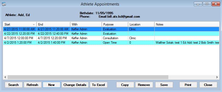 Clicking Show All will clear filters specified. While an appointment is selected in the list, you may edit, delete or save changes.