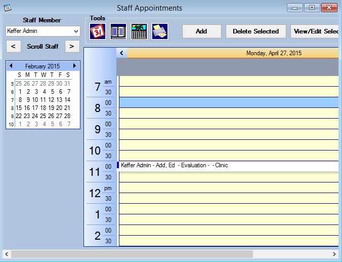 Double-click a blank or existing appointment to add or edit one.
