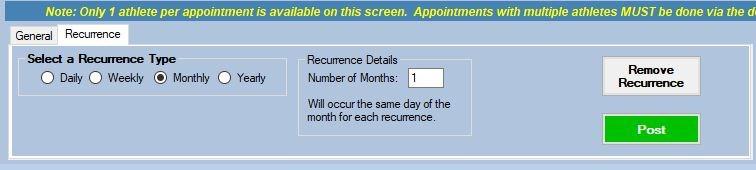 You can set the appointment daily,