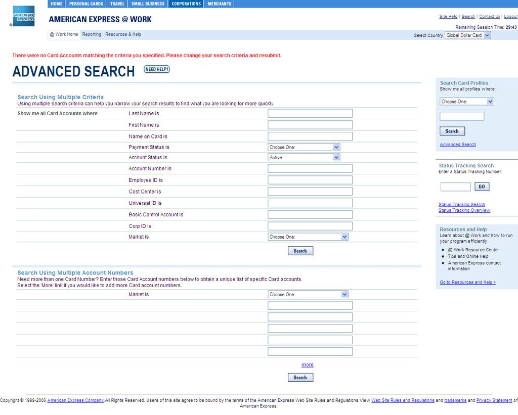 Find Card Profiles Advanced Search On the Advanced Search page, enter or select from the dropdown menus all of your search