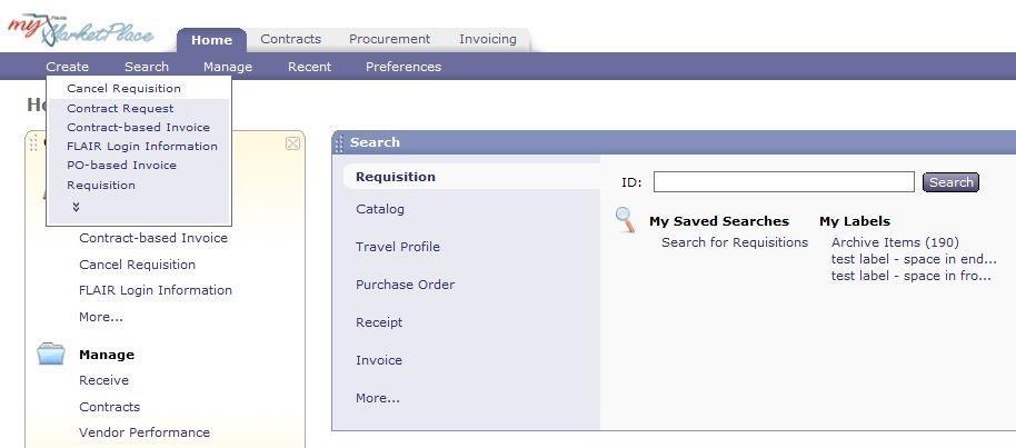 Creating an equote Customers with requisite access will navigate to the Create menu to start the