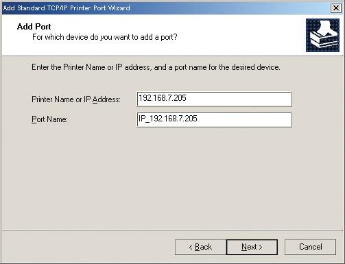 Enter the IP address of the USB Print Server into the field called Printer Name or IP Address:.
