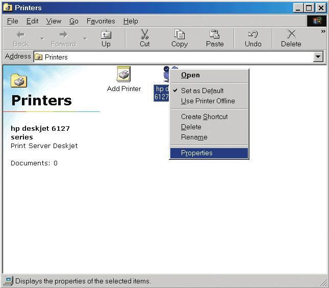 The Printer Name window will appear.
