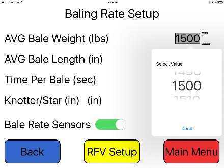 Setup Mode Large Square Baler (If RFV Equipped) *Select correct bale