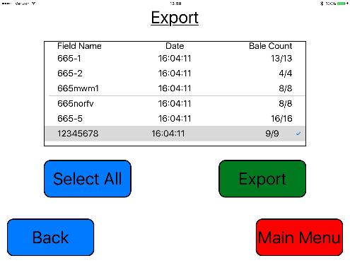 Export Job Records (saving to ipad) 2 1 5 5 4 3 8 6 7 9 10 12 11 1. To export the Job Records through an email or save to the ipad select the Export button 2.