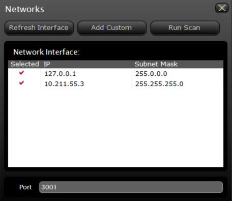 You can also add an IP address block not listed by clicking Add Custom. The default port for Remote Gateway communications with the VOCO 8 is 3001 and should only be changed if necessary.