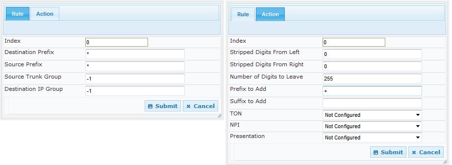 manipulation rule that remove the plus sign ("+") to the destination number when the destination number prefix is a plus sign ("+").