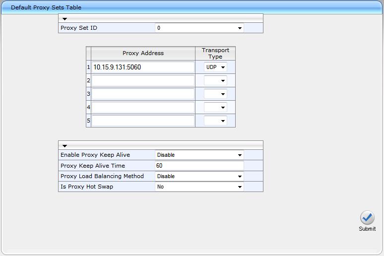 Enhanced Gateway with Analog Devices A.5 Configuring Proxy Set This section describes how to configure Proxy Sets. To configure Proxy Sets: 1.