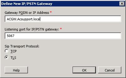 Enhanced Gateway with Analog Devices The following dialog box appears: Figure B-6: Define New IP/PSTN Gateway