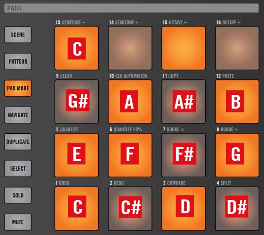 Controller Modes Pad Mode MASCHINE MK1 Pad Mode Chromatic Scale 5.3.3 Drum Rack Mode If the selected track contains an Ableton Drum Rack, the Pad Mode will automatically switch to Drum Rack Mode.