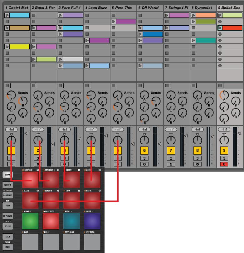Controller Modes Control Mode (MIKRO MK1 and MIKRO MK2 only) 5.5.2 Pan Control (RED) Select the second pad in the third row from above (pad 6) to set the Control mode to panning.