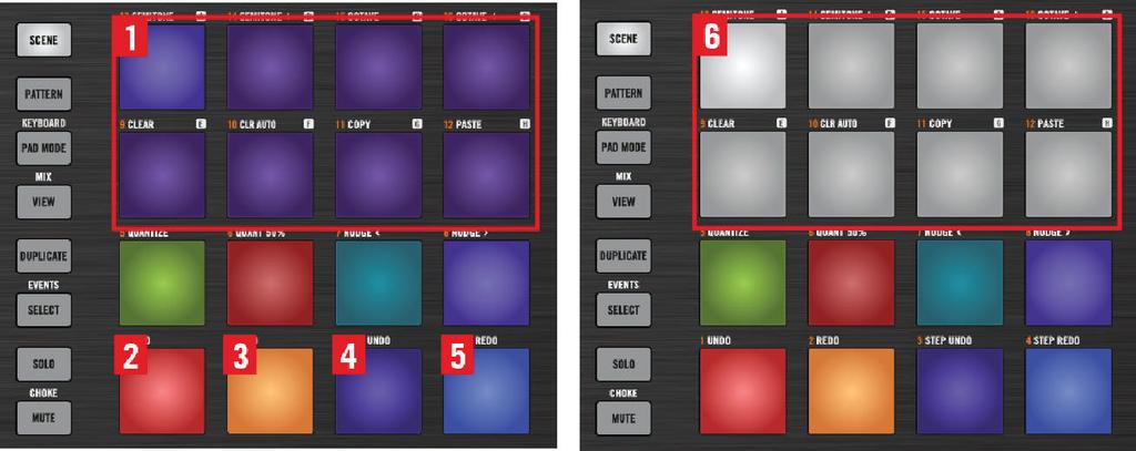 Controller Modes Control Mode (MIKRO MK1 and MIKRO MK2 only) Controlling devices in Control Mode on MASCHINE MIKRO MK2 controller (1) Pad 9, 10, 11, 12, 13, 14, 15, and 16: Parameter Controls (2) Pad