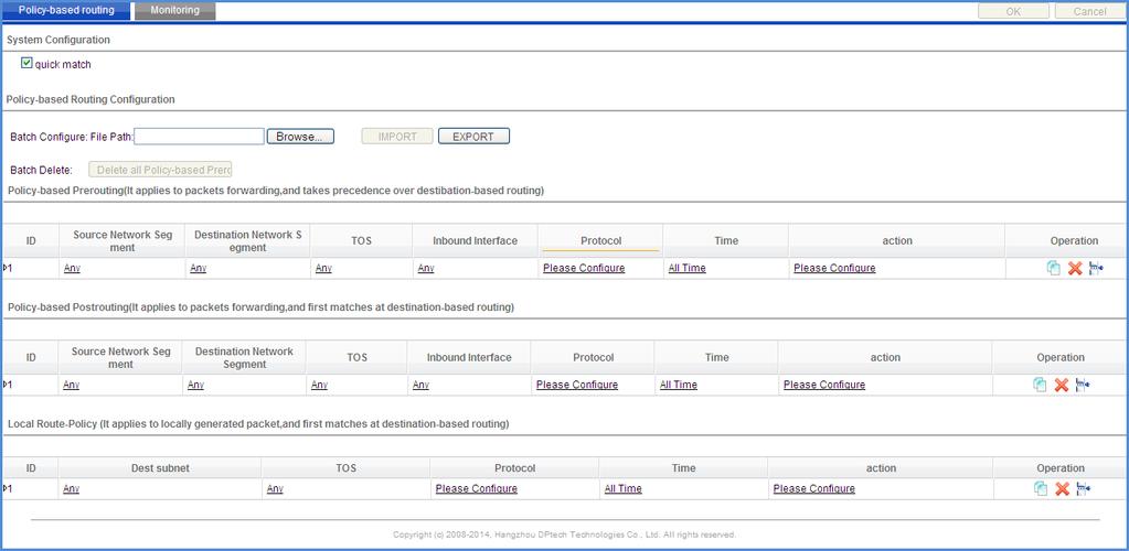 Figure3-105 Policy-based routing Table3-50 describes the configuration items of policy-based routing.