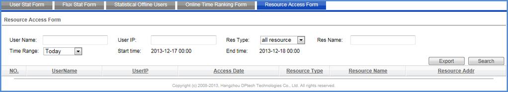 6.8.5 Resource access form To enter the resource access