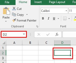 Excel 2016 Foundation Page 10 If you look carefully you will see that the current cell reference is displayed