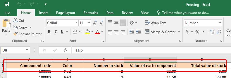 Excel 2016 Foundation Page 105 Make sure that you can see the title row