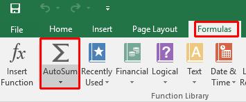 TIP: Click on the AutoSum icon, not the down arrow under or