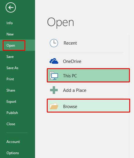 Excel 2016 Foundation Page 22 Click on the Computer link and then click on the Browse button. This will display the Open dialog box.