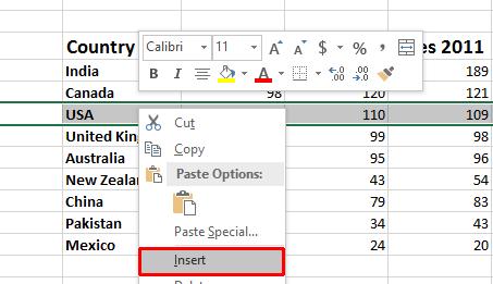 Excel 2016 Foundation Page 41 Manipulating rows and columns within Excel 2016 Inserting rows into a worksheet Open a workbook called Rows and columns.