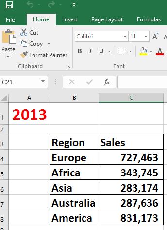Excel 2016 Foundation Page 56 Press Ctrl+C to copy the selected range to the Clipboard. Click on the second worksheet tab (called Projections).