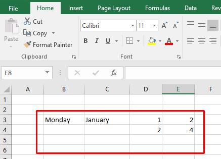 Excel 2016 Foundation Page 59 Press Ctrl+X to cut (move) the selected range to the Clipboard. Switch to the second workbook (called Between workbooks 2).
