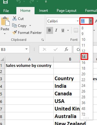 TIP: You can also select a range and use the Increase Font Size and