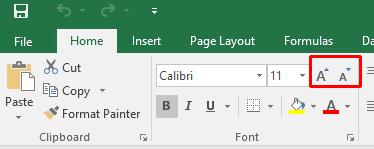 Excel 2016 Foundation Page 83 NOTE: If you applied a larger font size, you may