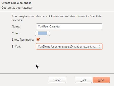 Using External Clients Figure 28: Give the calendar a name (can be anything) and