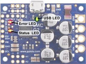 The LEDs can tell you whether an error is occurring, whether the USB connection is active, what direction the motor is driving, and much more.