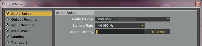 In Audio Setup select DMC2000 as Audio