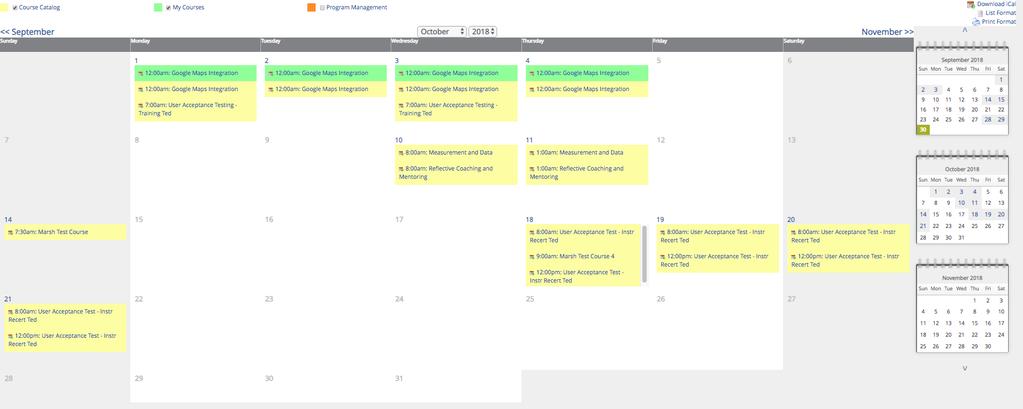 Calendar Icon The calendar is colorcoded: Upcoming PD is shown in