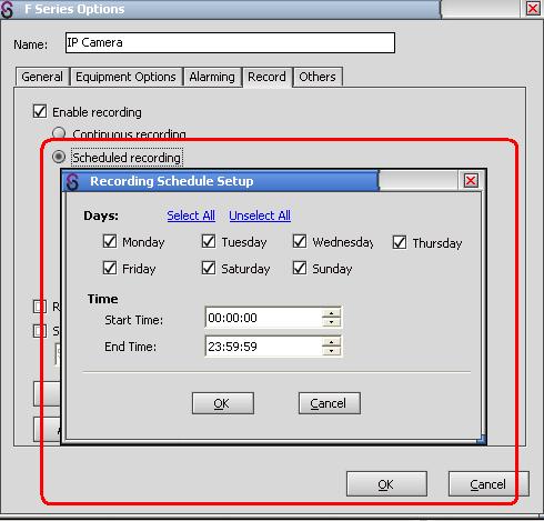 Click Enable recording and select Continuous or Scheduled.