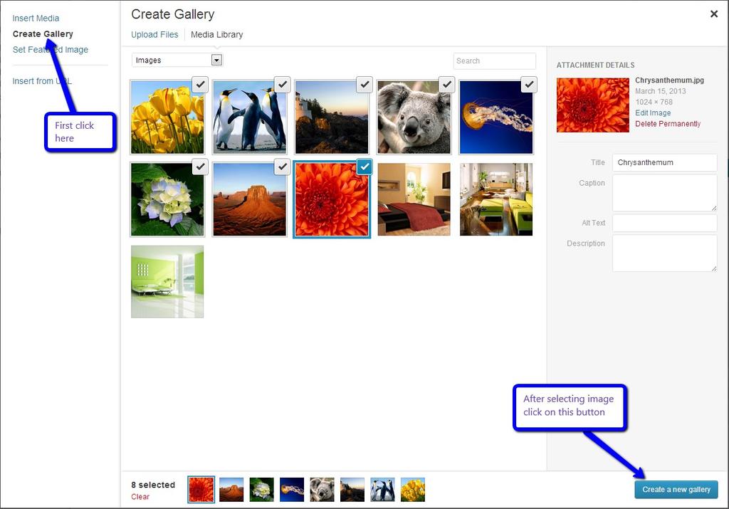 13. Building Gallery To create a gallery page you have to first select the Add New from the Pages section in your dashboard.
