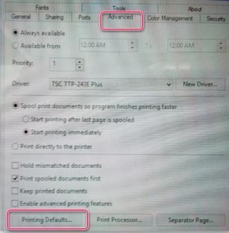42. Click on Printing Defaults.