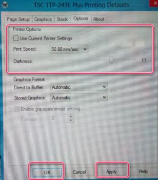 Select the Options tab. 52. Click in the box to de-select Use Current Printer Settings. 53. Select 50.