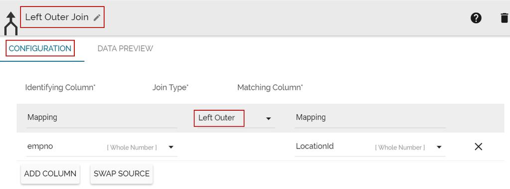 Connect the join component to the configured input datasets and output component to create
