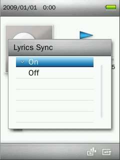 Ex: for the MP3 file GM-Last_Christmas.mp3, the LRC lyrics file must be named GM-Last_Christmas.lrc 1. In the MUSIC mode, press the button to open the Options menu. 2.