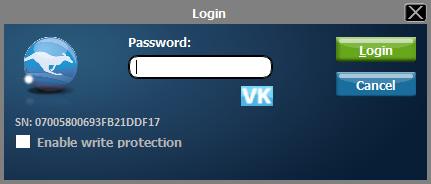 Running Kanguru Defender Manager 2.4 The Login Window After you have completed the Setup Wizard, anytime you run KDM you will be prompted to login with your security password.