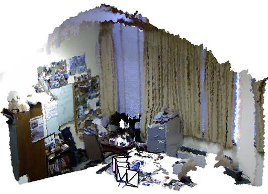 Fig. 9. A reconstruction made from a second dataset. Two of the RGB images are shown on top. Fig.