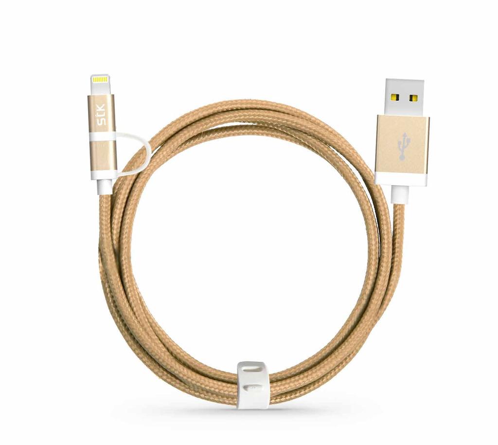 Lightning connector Micro USB connector Cable length Tangle free binary charging cable Cable tidy For: iphone 7/7 Plus 6/6 Plus 6s/6s Plus and more The STK binary charging cable