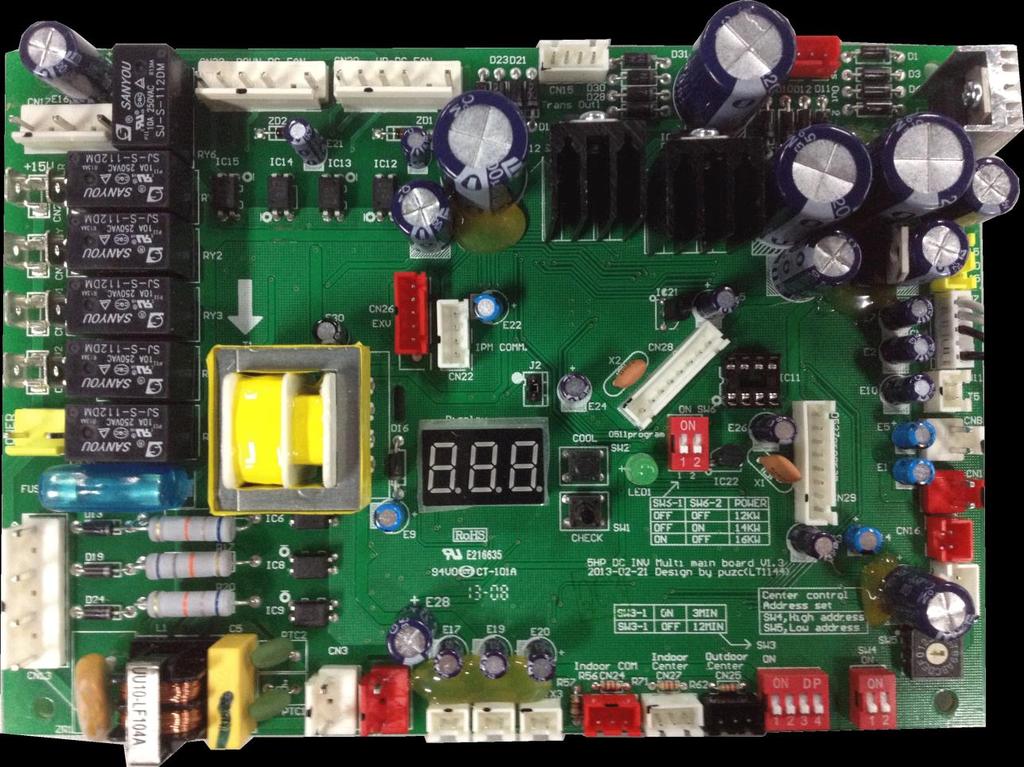 2 CMV MINI VRF System - Control System 1. Outdoor unit and indoor unit PCB 1.1 Outdoor unit main control board. 1.1.1 Outdoor unit PCB outlook 1 2 3 4 5 28 29 27 26 25 24 6 7 8 9 23 10 11 12 13 22 21 20 19 18 17 16 15 14 No.