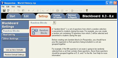 2. Select the Random Blocks button. 9 3. Select Add New Set.