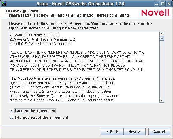 5b1 Run the script for the ZENworks Orchestrator Configuration Wizard as follows: /opt/novell/zenworks/orch/bin/guiconfig The GUI Configuration Wizard launches.