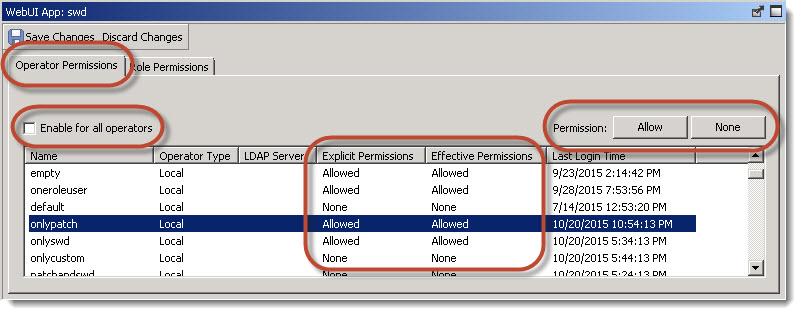 1. Use the Role Permissions tab to change effective permissions for any Roles.